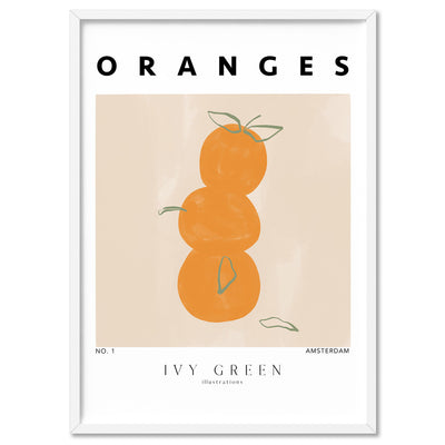 Oranges D'Art - Art Print by Ivy Green Illustrations, Poster, Stretched Canvas, or Framed Wall Art Print, shown in a white frame