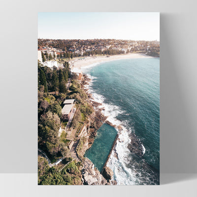 Coogee Rock Pool Aerial - Art Print by Beau Micheli, Poster, Stretched Canvas, or Framed Wall Art Print, shown as a stretched canvas or poster without a frame