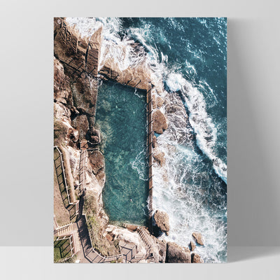 Coogee Rock Pool Aerial II - Art Print by Beau Micheli, Poster, Stretched Canvas, or Framed Wall Art Print, shown as a stretched canvas or poster without a frame