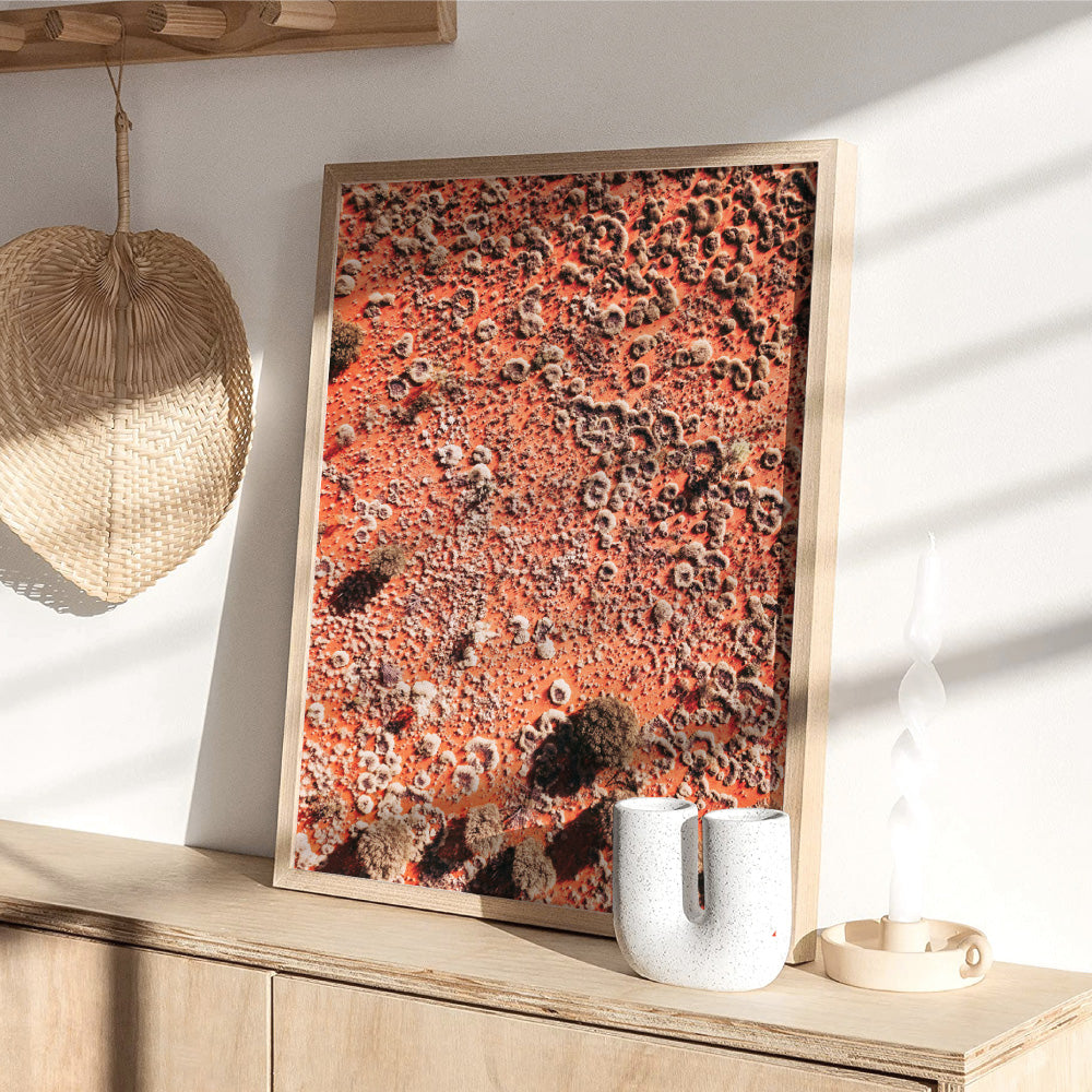 Red Earth Aerial - Art Print by Beau Micheli, Poster, Stretched Canvas or Framed Wall Art Prints, shown framed in a room