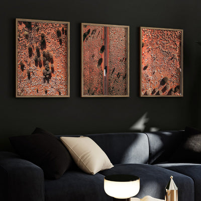 Red Earth Aerial - Art Print by Beau Micheli, Poster, Stretched Canvas or Framed Wall Art, shown framed in a home interior space
