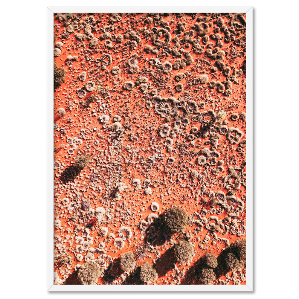Red Earth Aerial - Art Print by Beau Micheli, Poster, Stretched Canvas, or Framed Wall Art Print, shown in a white frame