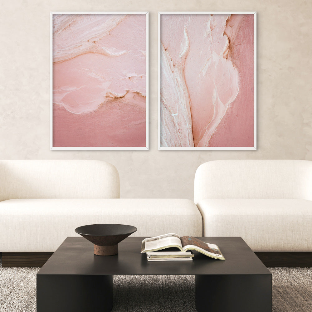 Pink Lake at Hutt Lagoon IV - Art Print by Beau Micheli, Poster, Stretched Canvas or Framed Wall Art, shown framed in a home interior space