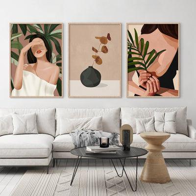 Eucalyptus Decoration I - Art Print by CityArt, Poster, Stretched Canvas or Framed Wall Art, shown framed in a home interior space