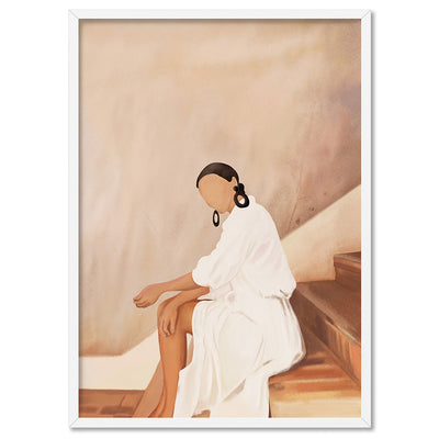 Lady in Waiting - Art Print by CityArt, Poster, Stretched Canvas, or Framed Wall Art Print, shown in a white frame