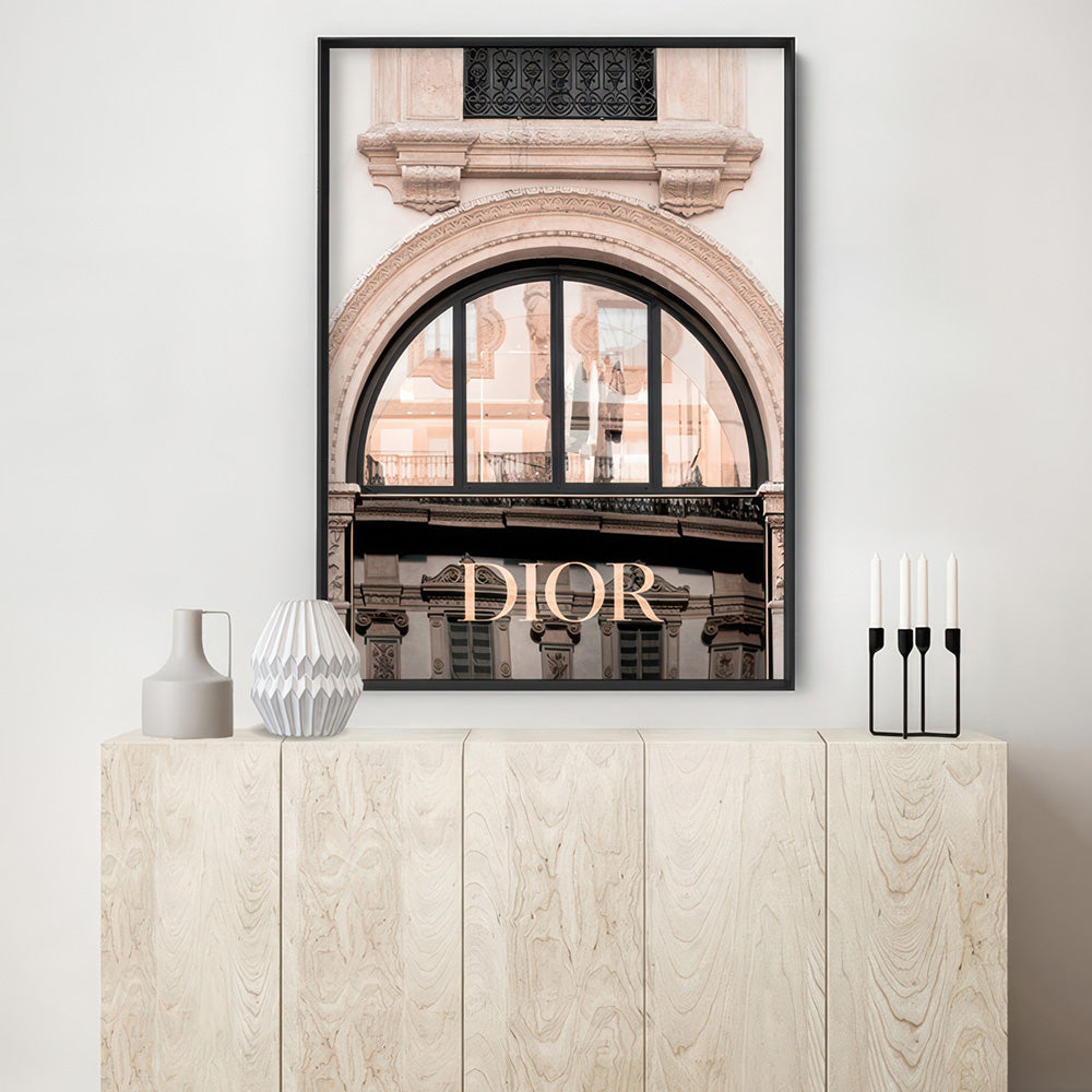 Dior Arch in Blush - Art Print, Poster, Stretched Canvas or Framed Wall Art Prints, shown framed in a room