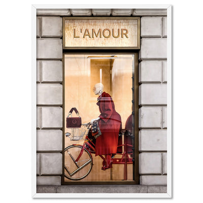 L'Amour En Rouge - Art Print, Poster, Stretched Canvas, or Framed Wall Art Print, shown in a white frame