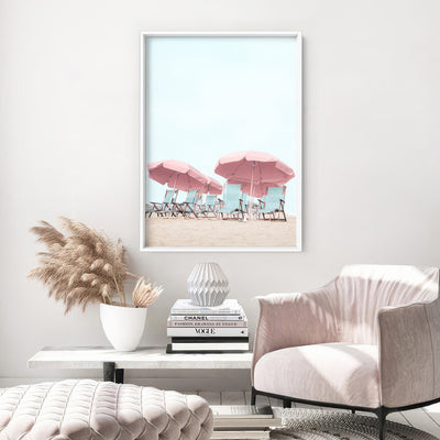 Palm Springs | Resort Beach Umbrella Views - Art Print, Poster, Stretched Canvas or Framed Wall Art Prints, shown framed in a room