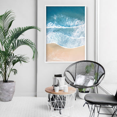 Aerial Beach Sand Waves View I - Art Print, Poster, Stretched Canvas or Framed Wall Art Prints, shown framed in a room