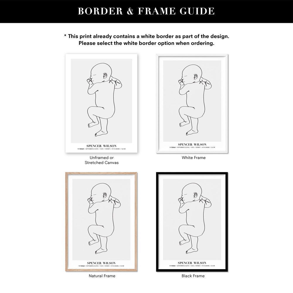 Custom Baby Birth Print - Line Art Style | 50x70cm (20x28" in USA)