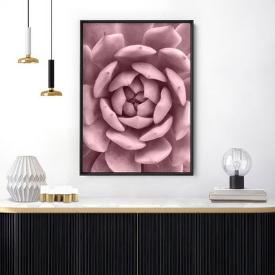 Blush Succulent IV - Art Print, Poster, Stretched Canvas or Framed Wall Art Prints, shown framed in a room