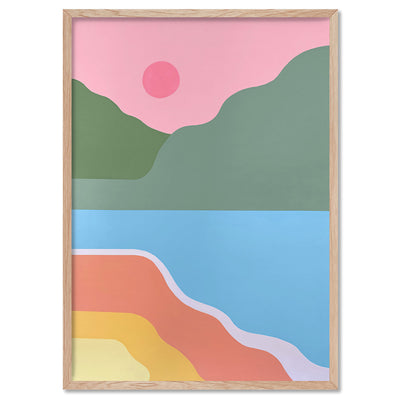 Paradise Island - Art Print by Poppy Key, Poster, Stretched Canvas, or Framed Wall Art Print, shown in a natural timber frame