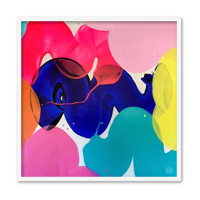Party Mix - Square Art Print by Poppy Key, Poster, Stretched Canvas, or Framed Wall Art Print, shown in a white frame