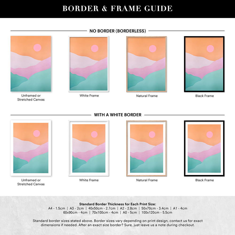 Good Morning Sunshine - Art Print by Poppy Key, Poster, Stretched Canvas or Framed Wall Art, Showing White , Black, Natural Frame Colours, No Frame (Unframed) or Stretched Canvas, and With or Without White Borders