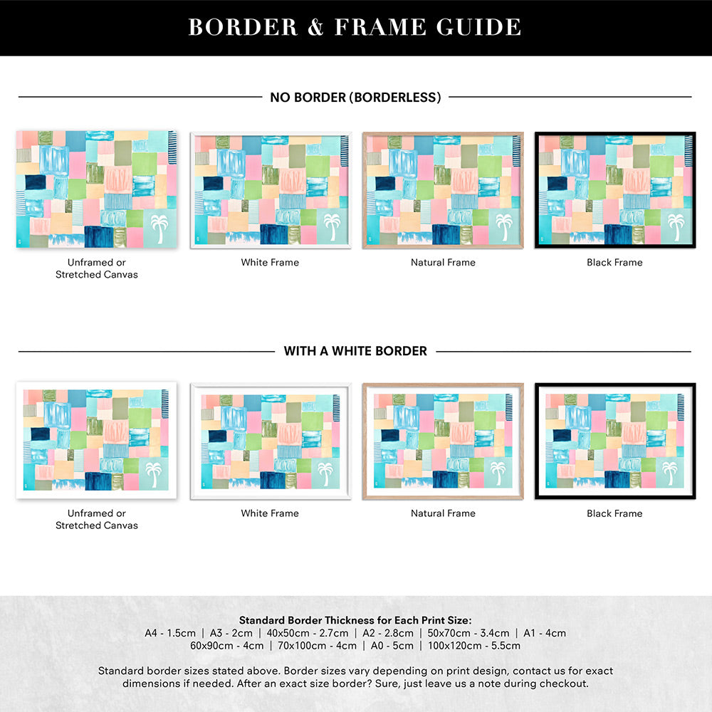 Bayside Beauty - Art Print by Poppy Key, Poster, Stretched Canvas or Framed Wall Art, Showing White , Black, Natural Frame Colours, No Frame (Unframed) or Stretched Canvas, and With or Without White Borders