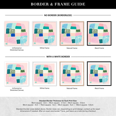 Beach Bound I - Square Art Print by Poppy Key, Poster, Stretched Canvas or Framed Wall Art, Showing White , Black, Natural Frame Colours, No Frame (Unframed) or Stretched Canvas, and With or Without White Borders