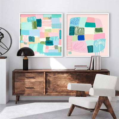 Beach Bound I - Square Art Print by Poppy Key, Poster, Stretched Canvas or Framed Wall Art, shown framed in a home interior space