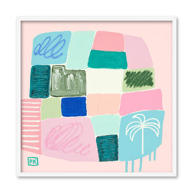 Beach Bound I - Square Art Print by Poppy Key, Poster, Stretched Canvas, or Framed Wall Art Print, shown in a white frame