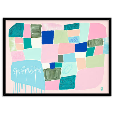 Cobalt Seas - Art Print by Poppy Key, Poster, Stretched Canvas, or Framed Wall Art Print, shown in a black frame