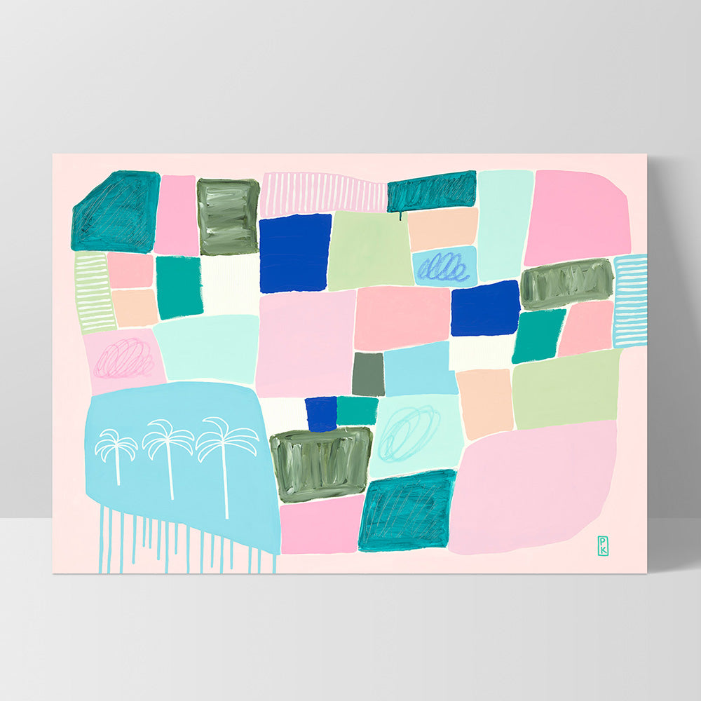Cobalt Seas - Art Print by Poppy Key, Poster, Stretched Canvas, or Framed Wall Art Print, shown as a stretched canvas or poster without a frame