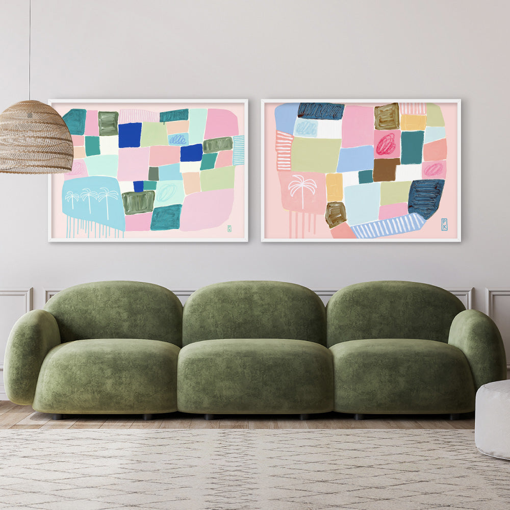 Cobalt Seas - Art Print by Poppy Key, Poster, Stretched Canvas or Framed Wall Art, shown framed in a home interior space
