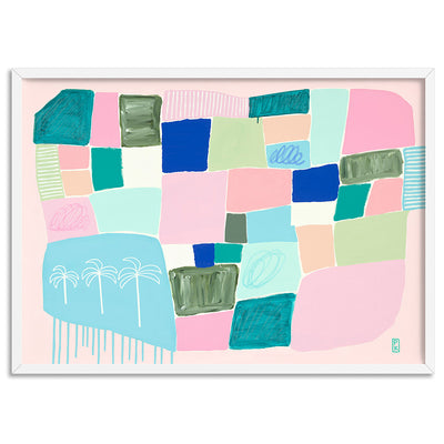 Cobalt Seas - Art Print by Poppy Key, Poster, Stretched Canvas, or Framed Wall Art Print, shown in a white frame