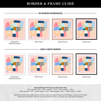 Just Beachy II - Square Art Print by Poppy Key, Poster, Stretched Canvas or Framed Wall Art, Showing White , Black, Natural Frame Colours, No Frame (Unframed) or Stretched Canvas, and With or Without White Borders