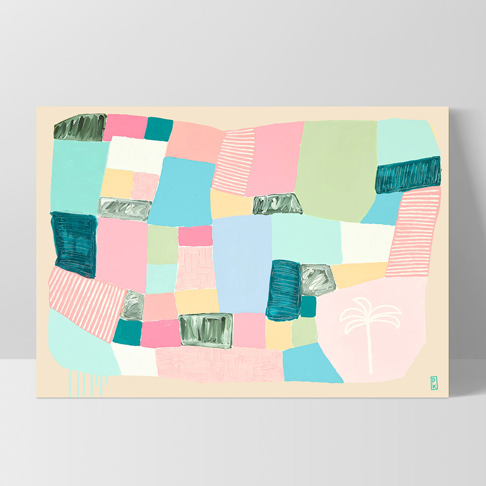 Salty Hair and Sandy Toes - Art Print by Poppy Key, Poster, Stretched Canvas, or Framed Wall Art Print, shown as a stretched canvas or poster without a frame