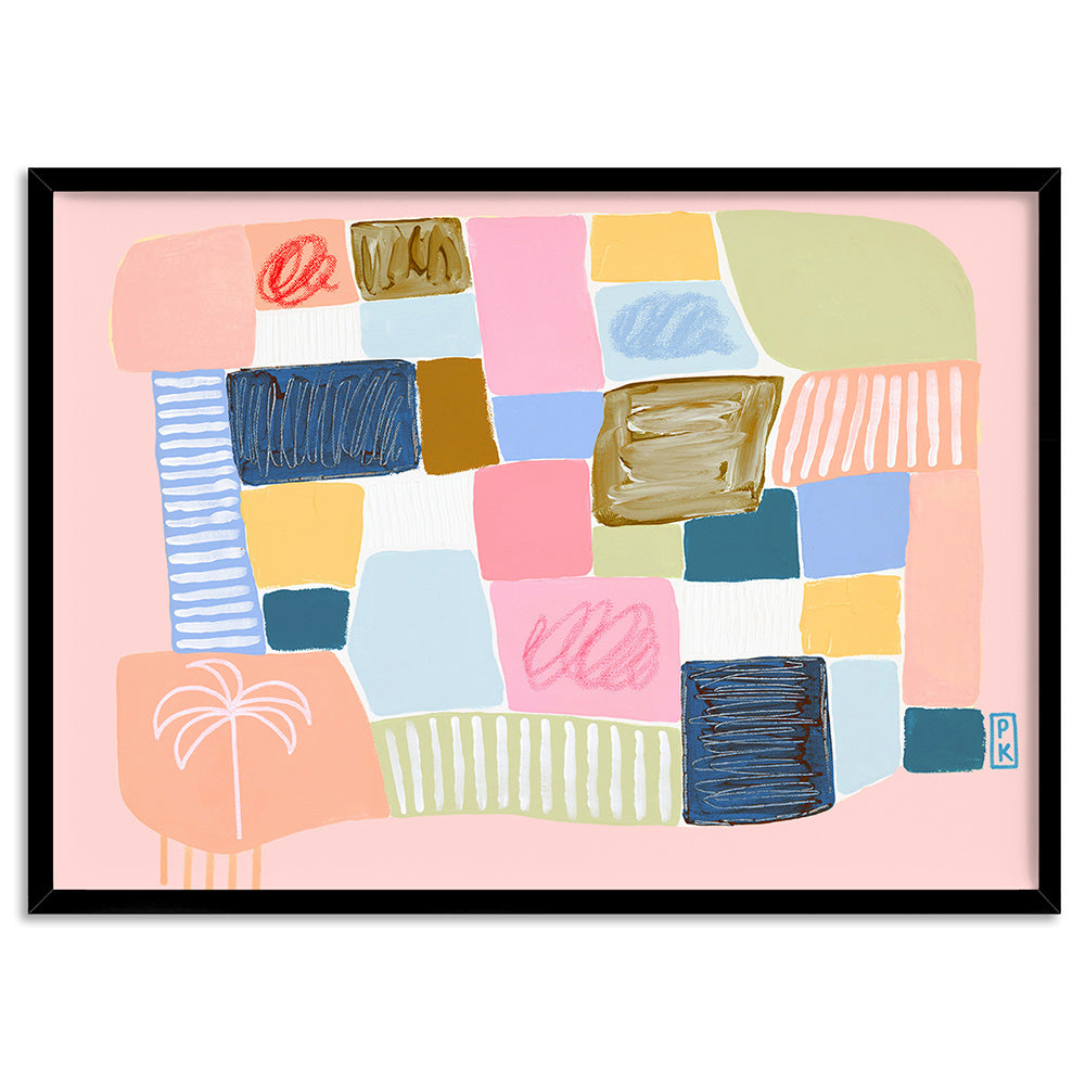 Summer Sunset II - Art Print by Poppy Key, Poster, Stretched Canvas, or Framed Wall Art Print, shown in a black frame