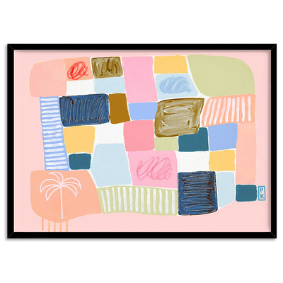 Summer Sunset II - Art Print by Poppy Key, Poster, Stretched Canvas, or Framed Wall Art Print, shown in a black frame