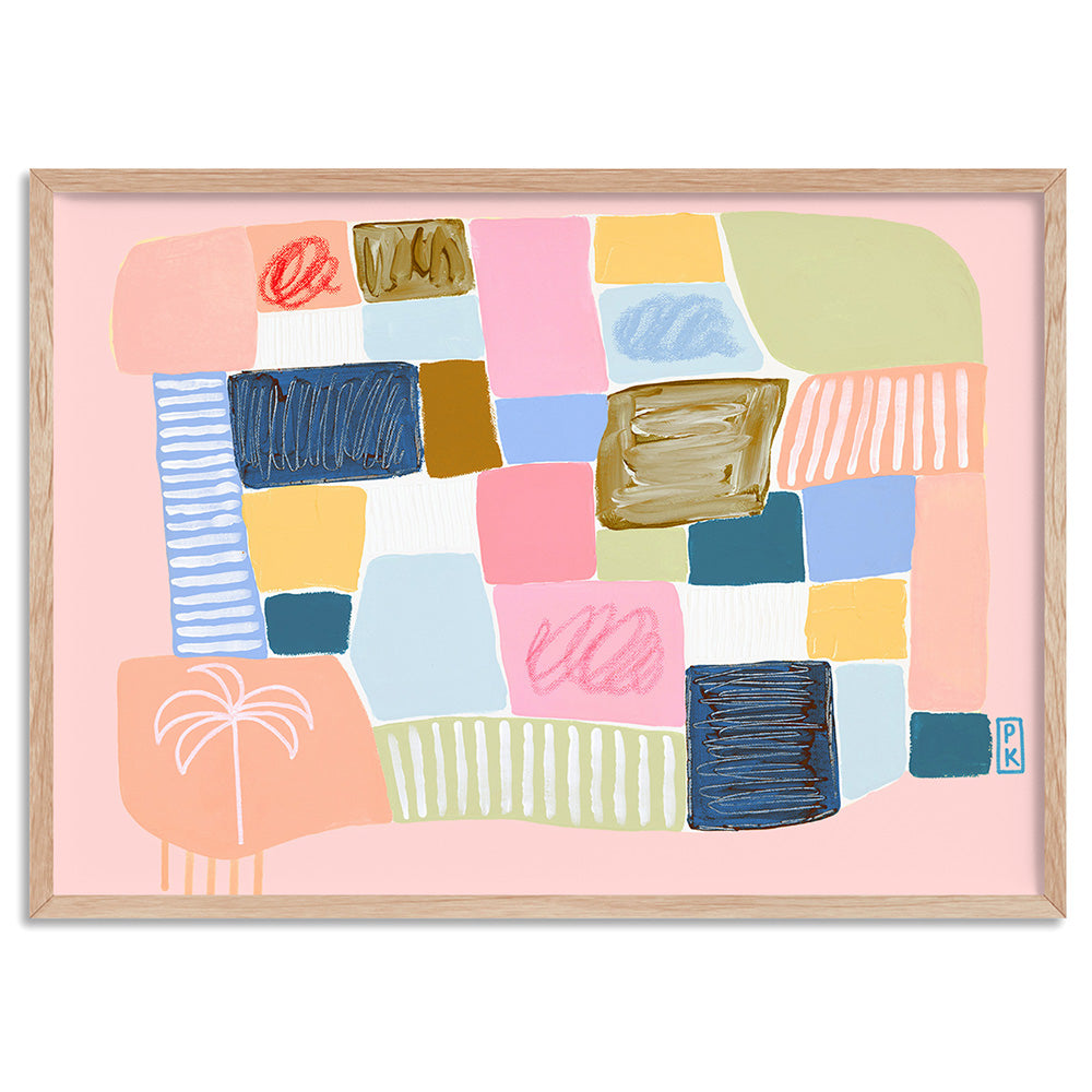 Summer Sunset II - Art Print by Poppy Key, Poster, Stretched Canvas, or Framed Wall Art Print, shown in a natural timber frame