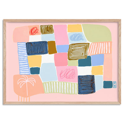 Summer Sunset II - Art Print by Poppy Key, Poster, Stretched Canvas, or Framed Wall Art Print, shown in a natural timber frame