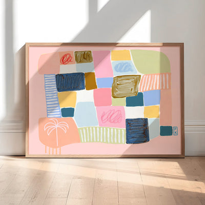 Summer Sunset II - Art Print by Poppy Key, Poster, Stretched Canvas or Framed Wall Art Prints, shown framed in a room