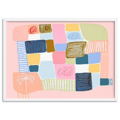 Summer Sunset II - Art Print by Poppy Key, Poster, Stretched Canvas, or Framed Wall Art Print, shown in a white frame