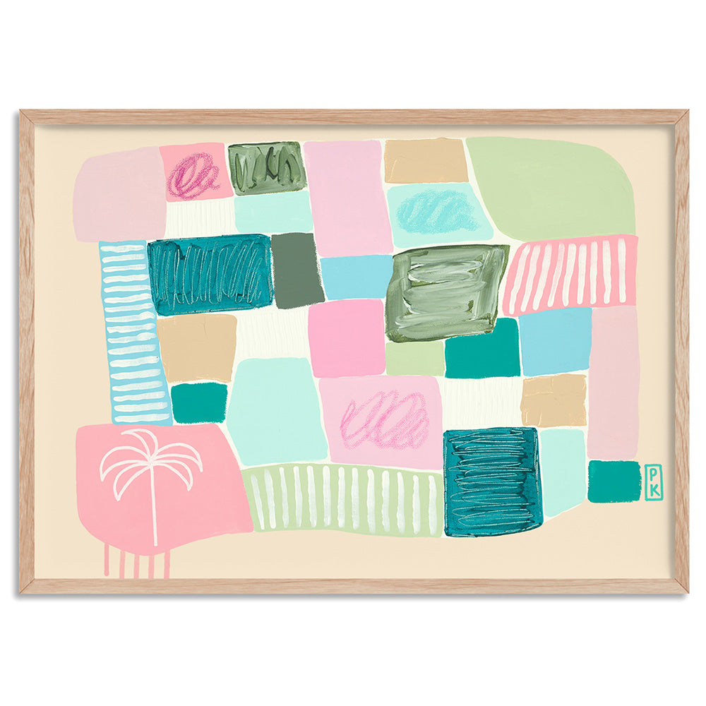 Summer Sunset I - Art Print by Poppy Key, Poster, Stretched Canvas, or Framed Wall Art Print, shown in a natural timber frame