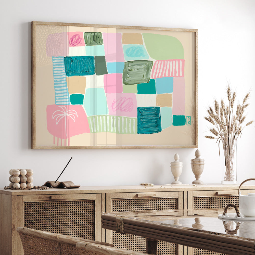 Summer Sunset I - Art Print by Poppy Key, Poster, Stretched Canvas or Framed Wall Art Prints, shown framed in a room