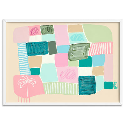 Summer Sunset I - Art Print by Poppy Key, Poster, Stretched Canvas, or Framed Wall Art Print, shown in a white frame