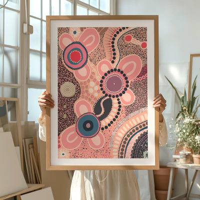 Because of Her | Blush - Art Print by Renee Molineaux, Poster, Stretched Canvas or Framed Wall Art Prints, shown framed in a room