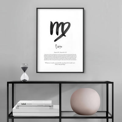 Virgo Star Sign | Watercolour Symbol - Art Print, Poster, Stretched Canvas or Framed Wall Art Prints, shown framed in a room