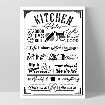My Kitchen Rules - Art Print, Poster, Stretched Canvas, or Framed Wall Art Print, shown as a stretched canvas or poster without a frame