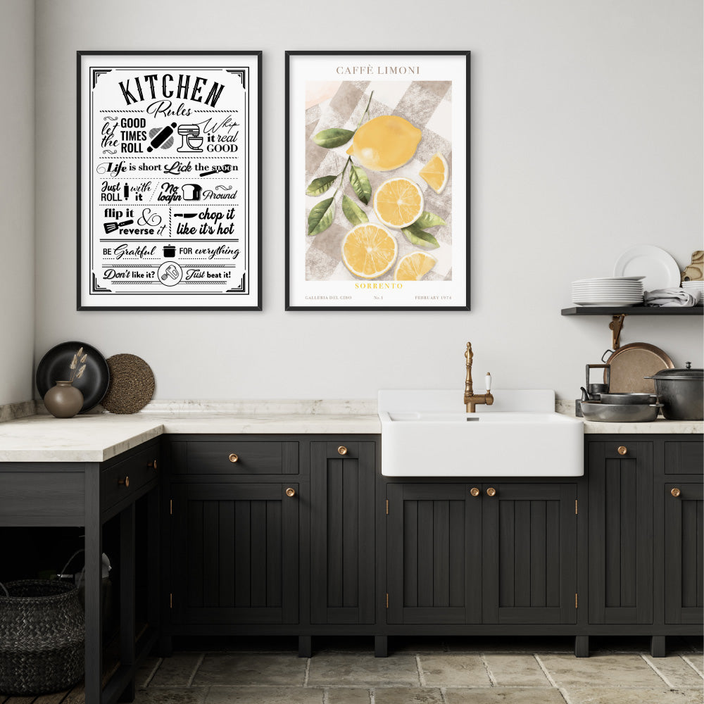 My Kitchen Rules - Art Print, Poster, Stretched Canvas or Framed Wall Art, shown framed in a home interior space