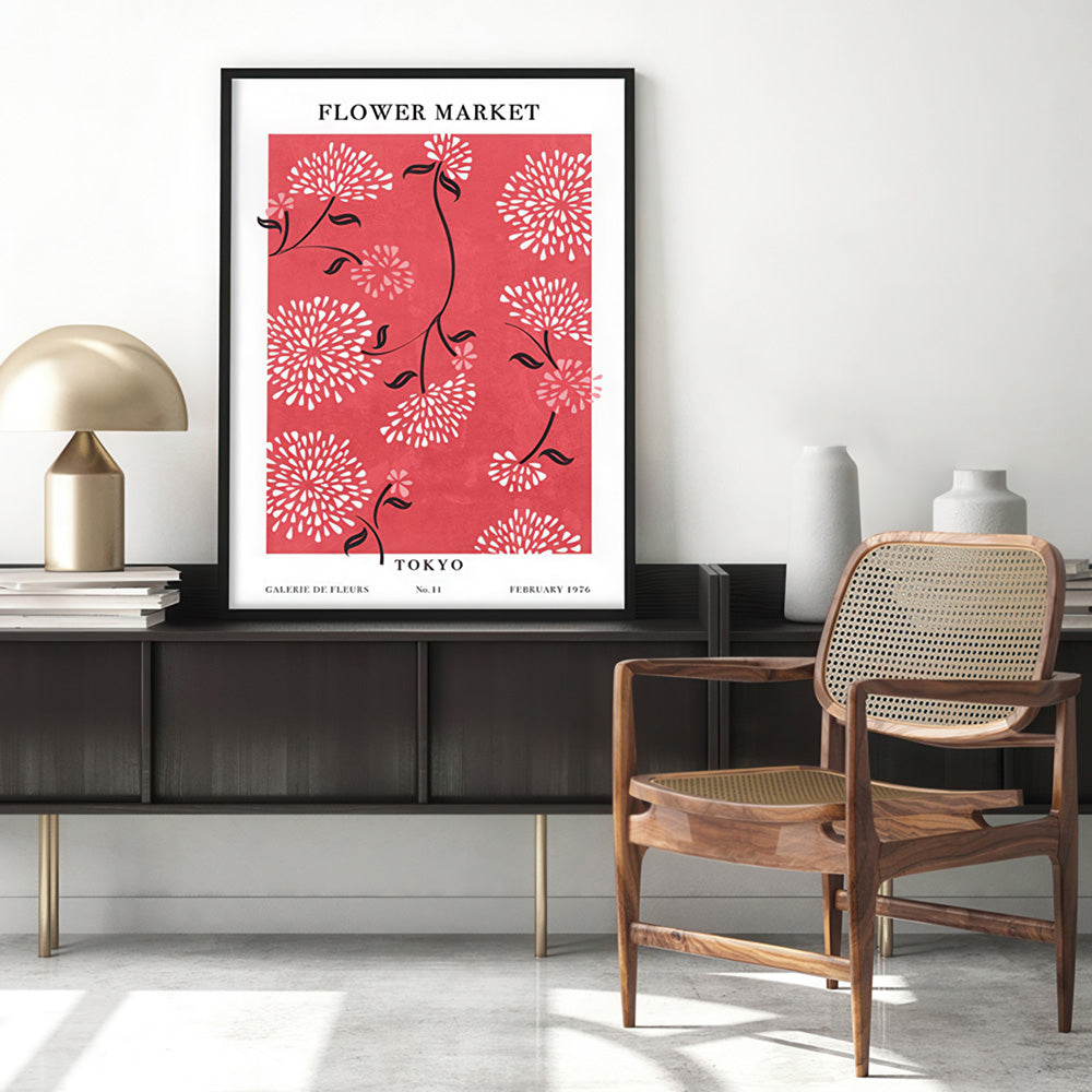 Flower Market | Tokyo - Art Print, Poster, Stretched Canvas or Framed Wall Art Prints, shown framed in a room