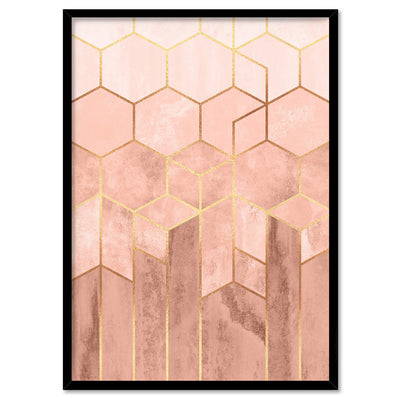 Geo Luxe Blush - Art Print, Poster, Stretched Canvas, or Framed Wall Art Print, shown in a black frame