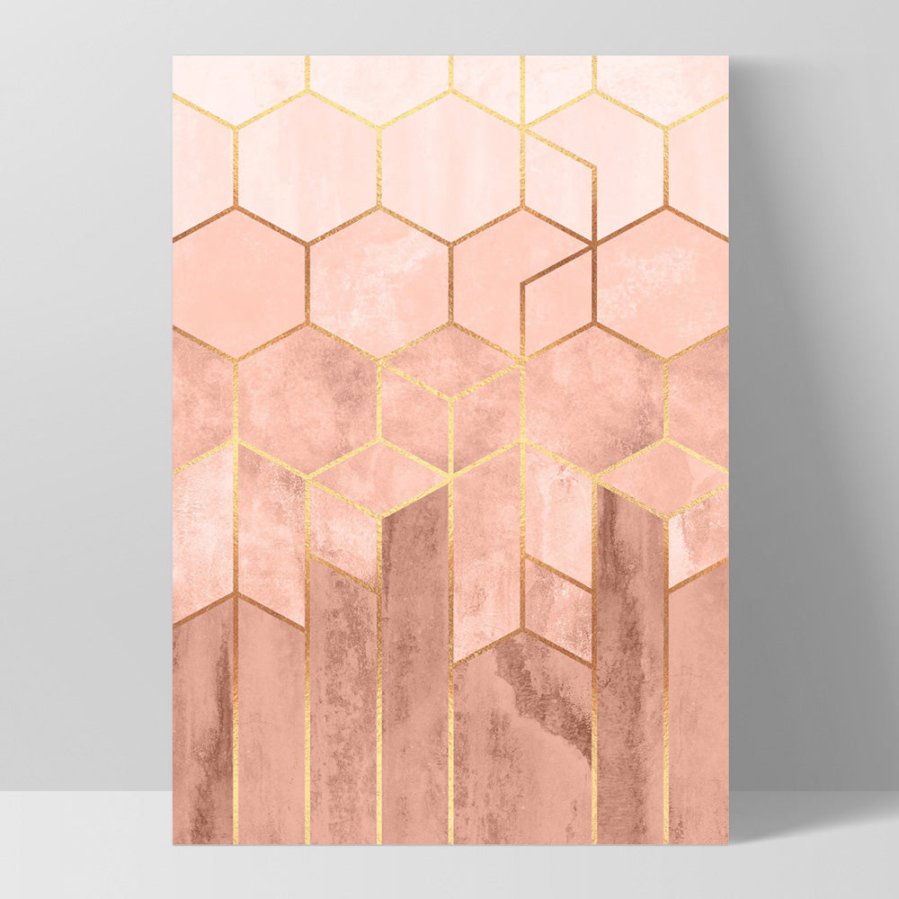 Geo Luxe Blush - Art Print, Poster, Stretched Canvas, or Framed Wall Art Print, shown as a stretched canvas or poster without a frame