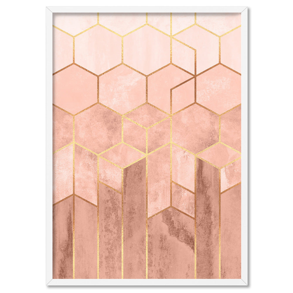 Geo Luxe Blush - Art Print, Poster, Stretched Canvas, or Framed Wall Art Print, shown in a white frame