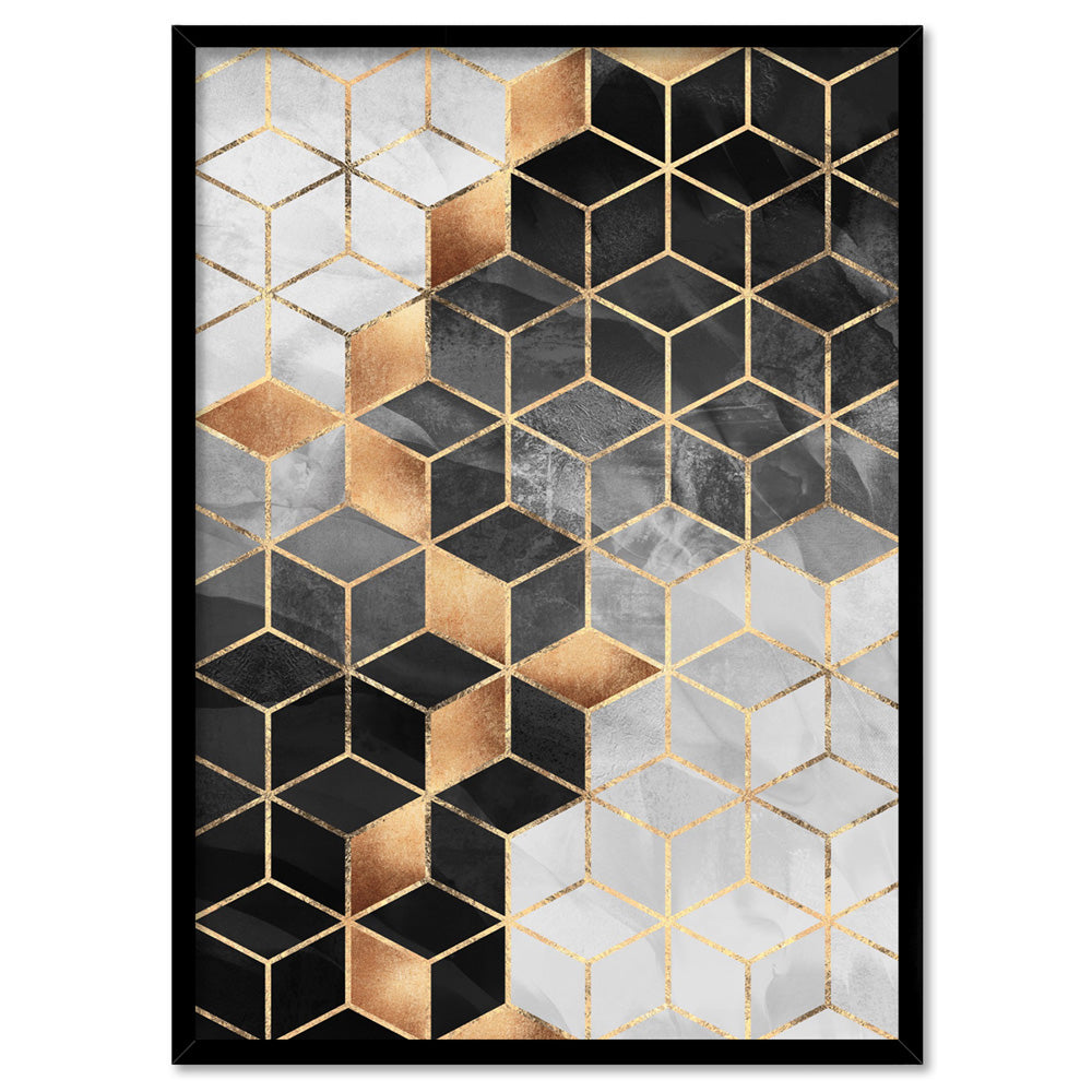 Geo Luxe I - Art Print, Poster, Stretched Canvas, or Framed Wall Art Print, shown in a black frame