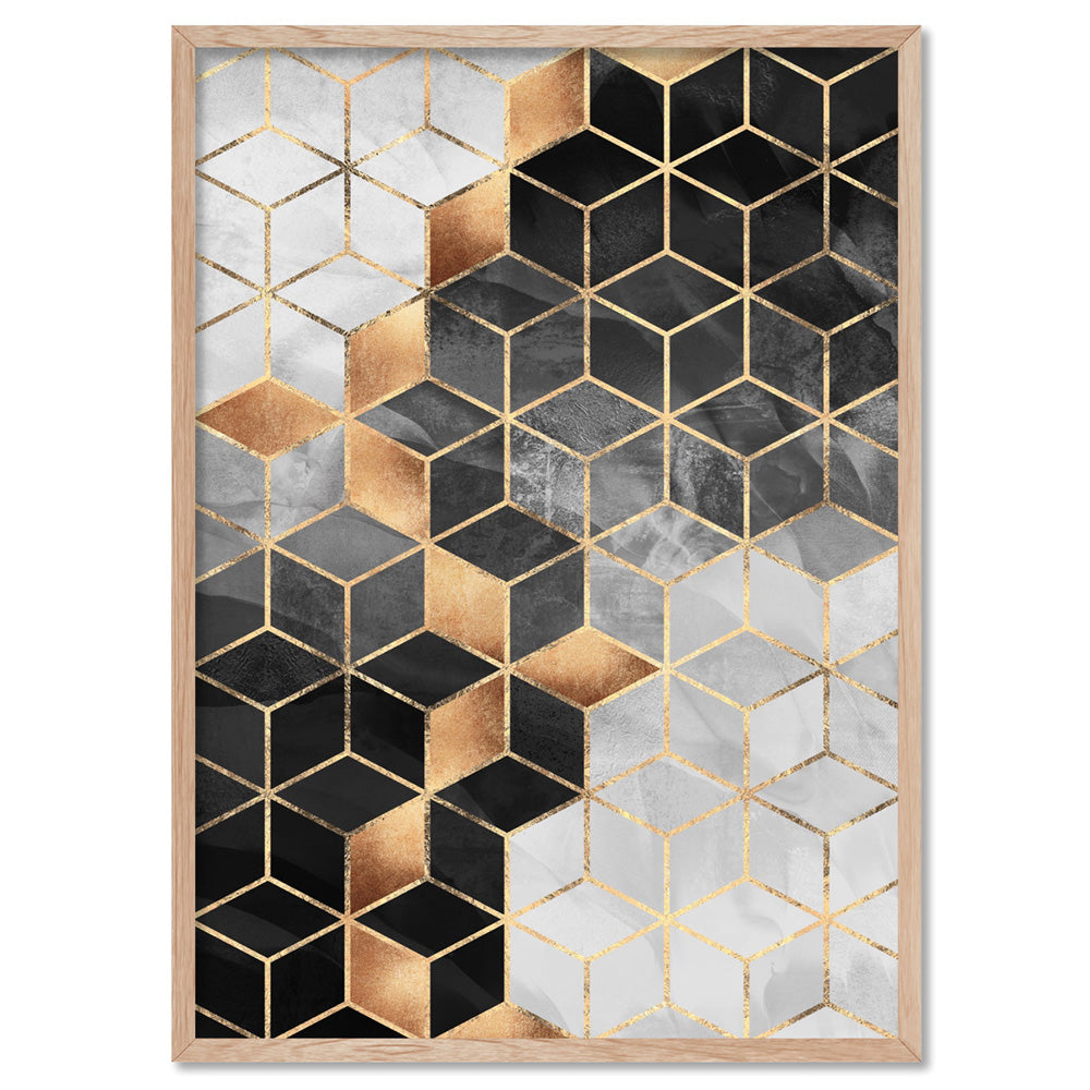 Geo Luxe I - Art Print, Poster, Stretched Canvas, or Framed Wall Art Print, shown in a natural timber frame