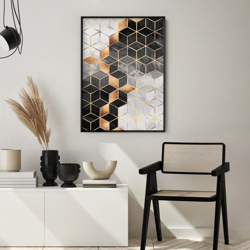 Geo Luxe I - Art Print, Poster, Stretched Canvas or Framed Wall Art Prints, shown framed in a room