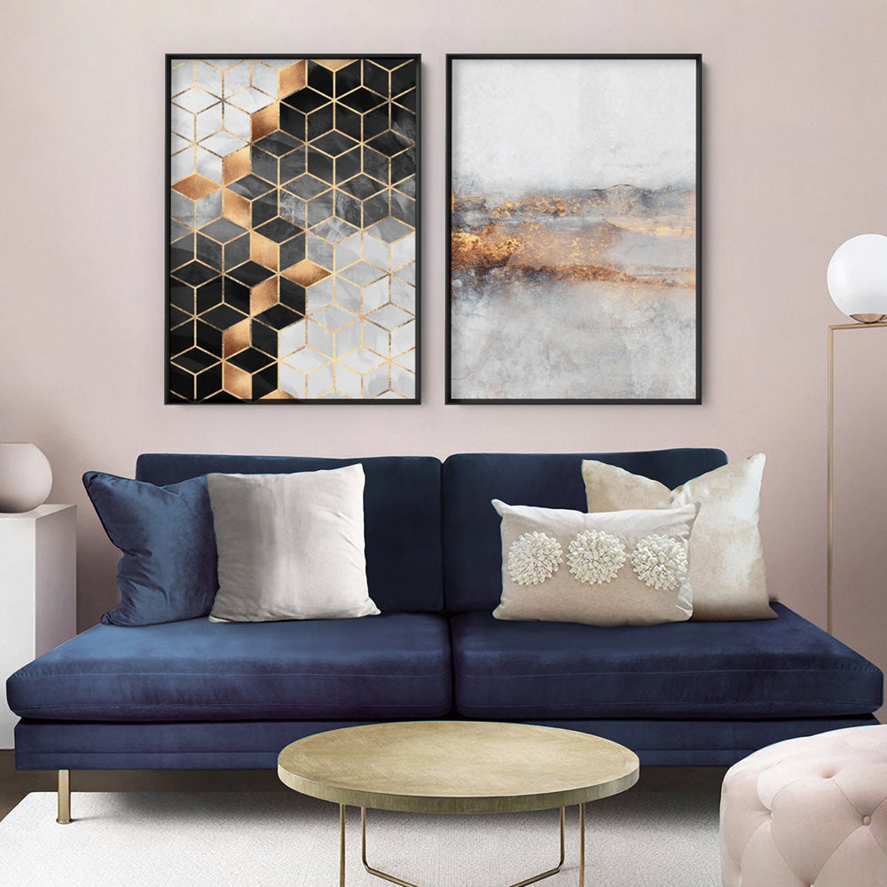 Geo Luxe I - Art Print, Poster, Stretched Canvas or Framed Wall Art, shown framed in a home interior space