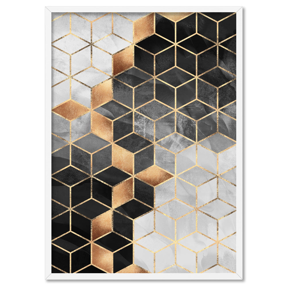 Geo Luxe I - Art Print, Poster, Stretched Canvas, or Framed Wall Art Print, shown in a white frame